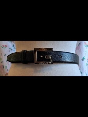 EUC RARE Vintage Y2K Gucci Centuron Black Leather Casual Prep Belt SZ 2/4 75EU